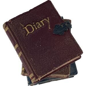 Keypoint Stacked Books Figurine Dairy Lock Three Resin Blue Red Brown Decoration